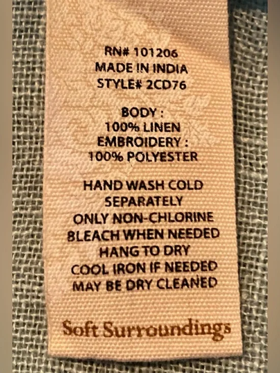 Soft Surroundings Linen Duster, sz XL - Picture 5 of 5